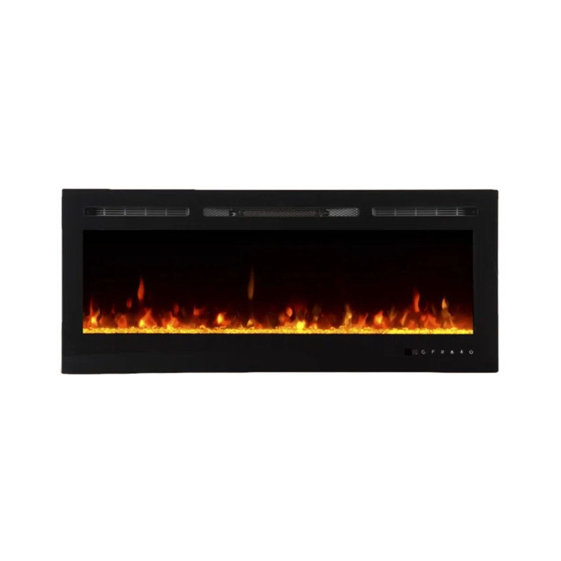 Milosz Black Electric Fireplace Insert with 5100 BTU, 21.5" H x 50.4" W x 5.5" D