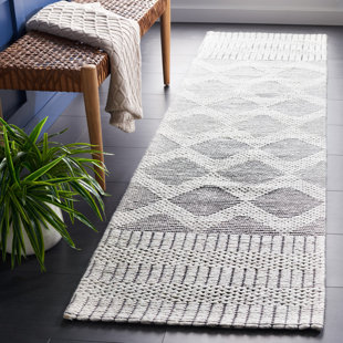 Allyx Hand Woven Wool/Cotton Geometric Rug in Ivory/Gray