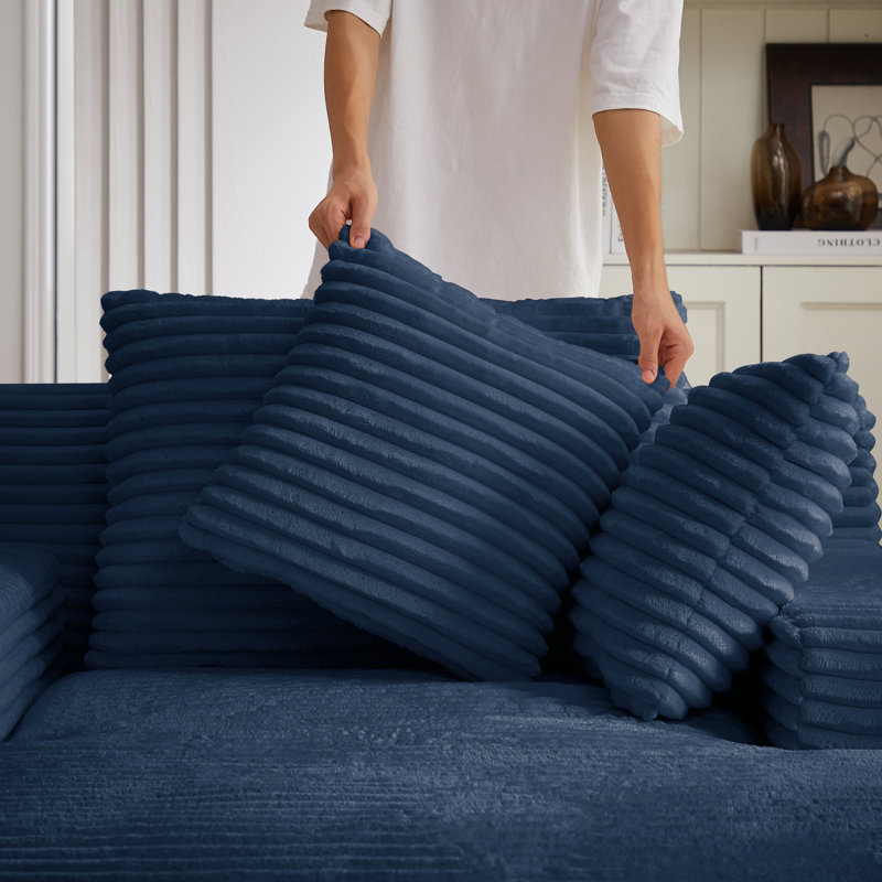 Très grande chaise longue d'intérieur, canapé rembourré en velours côtelé moderne, aucun assemblage requis, canapé-lit confortable pour le salon, le bureau