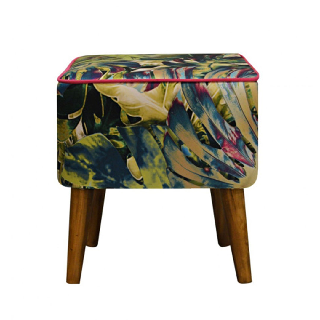 Kontea 40cm Wide Square Floral Footstool Ottoman