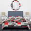 Red and Gray Patch Patchwork - Ensemble de housse de couette à motif-718190474