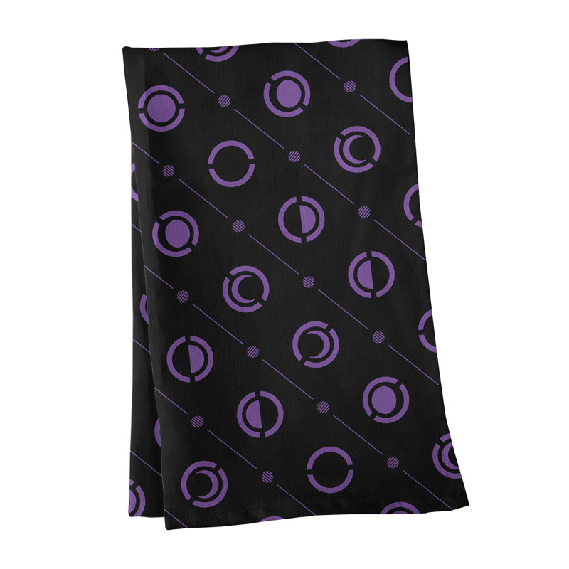 Torchon Moon phases, Noir / mauve jasmine, Croisé en coton