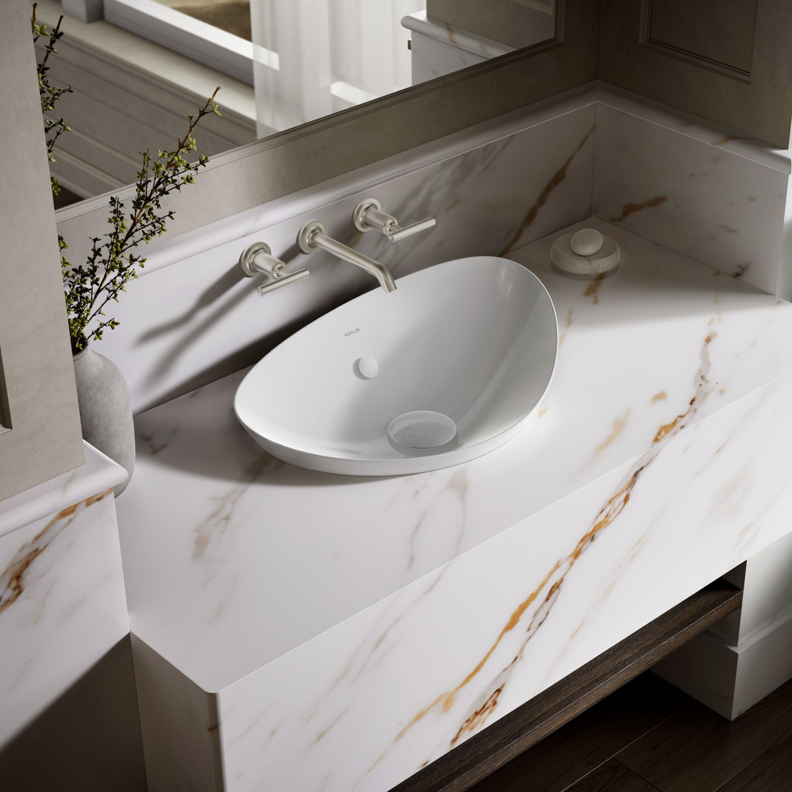 Veil Ceramic Specialty Vessel Bathroom Sink with Overflow, White