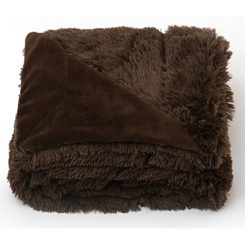  Jeté en fausse fourrure à poils longs, 60 po x 70 po, Chocolat