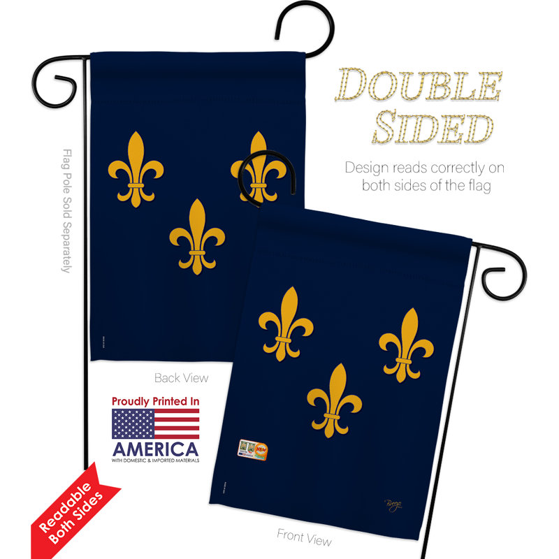Patriotic Fleur De Lys Double-Sided Burlap Garden Flag Set