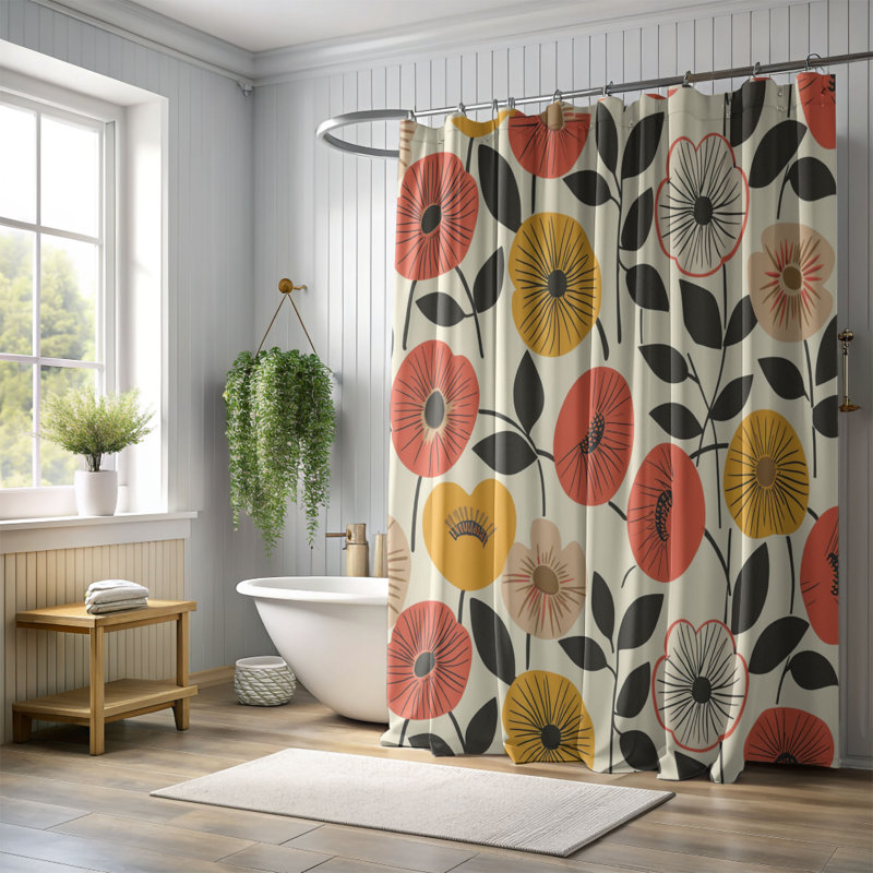 Rideaux de douche classiques 1 pièce, H 74 po x l 71 po