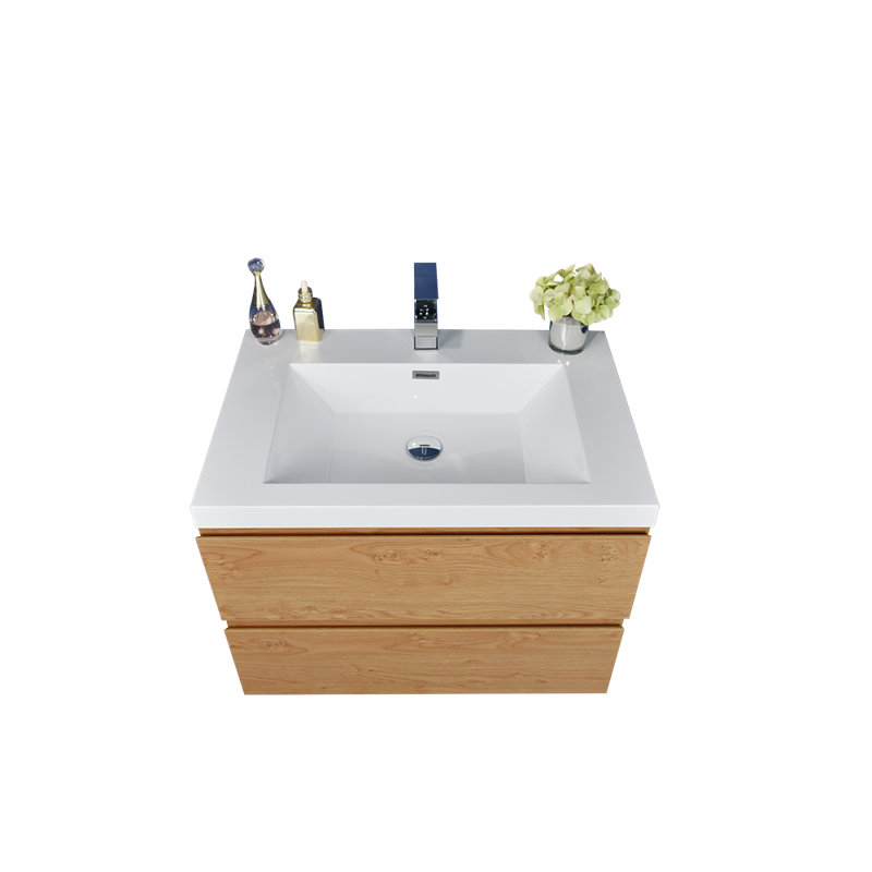 Ensemble de meuble-lavabo simple mural Ninel 30, Chêne d'Angleterre