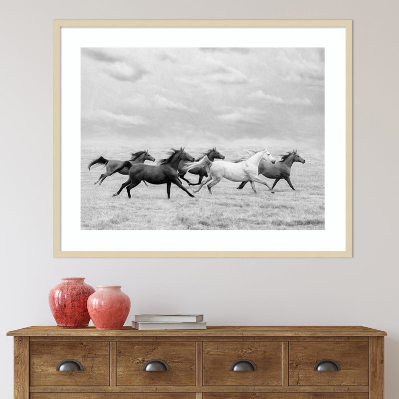 Horse Run I by PHBurchett, Brown, 33" H x 41" W