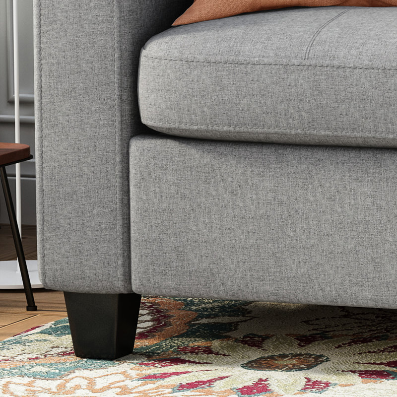 Classy Three avec pieds en bois - Canapé de salon gris en tissu confortable