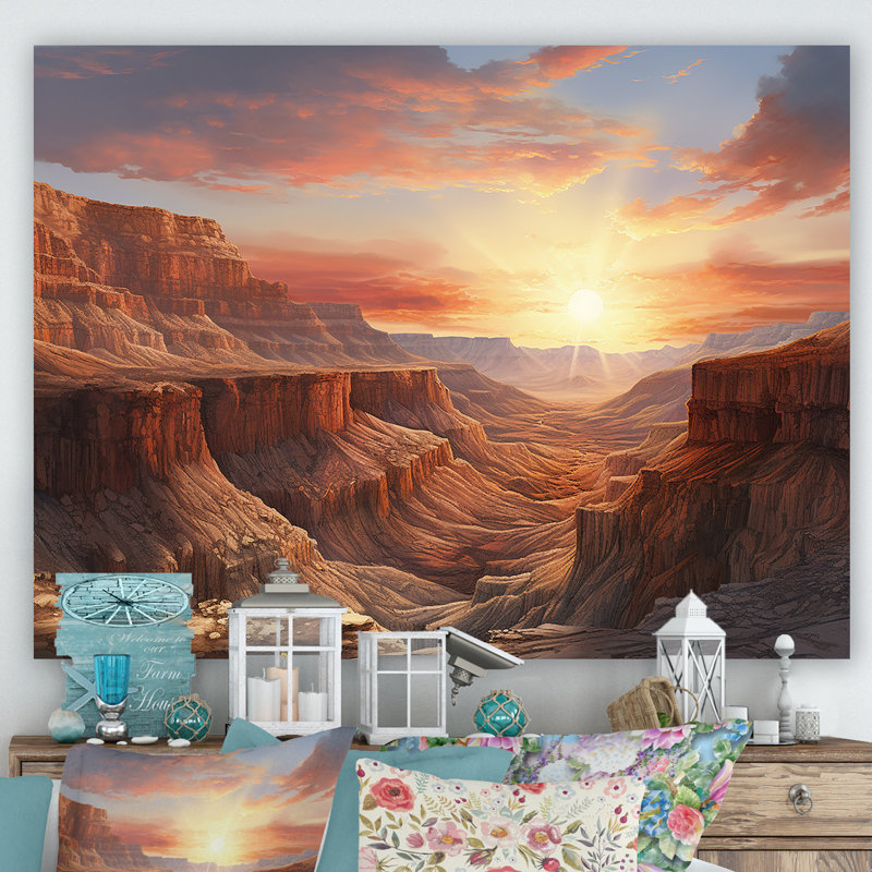" Canyon Desert Sunset ", Wrapped Canvas, 34" H x 44" W