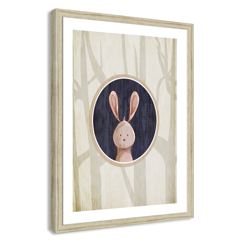 «Juvenile Forest Animals», impression sur papier, H 34,5 po x l 24,5 po x P 0,6 po, Beige Flat Framed