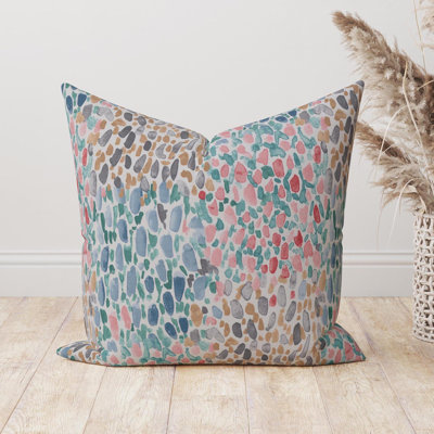 Housse de coussin turquoise à pois abstraits