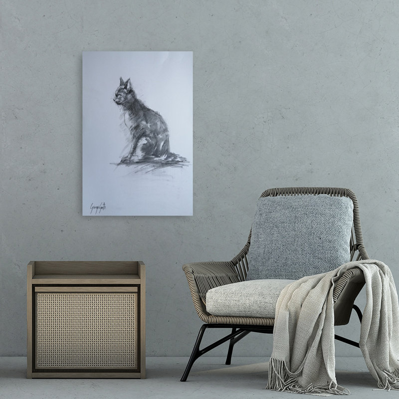 Chat contemporain gris anthracite, 36" H x 24" W