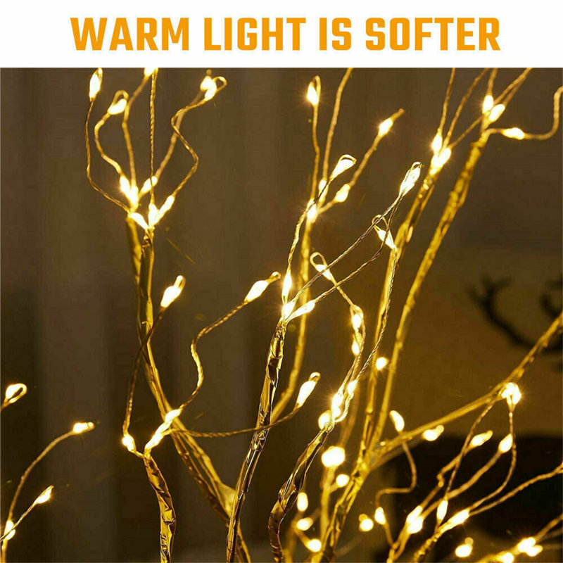 LED Beads Copper Wire Tree Branch Night Light Touch-Sensitive Switch Decorative Table Lamp Battery And USB Operated