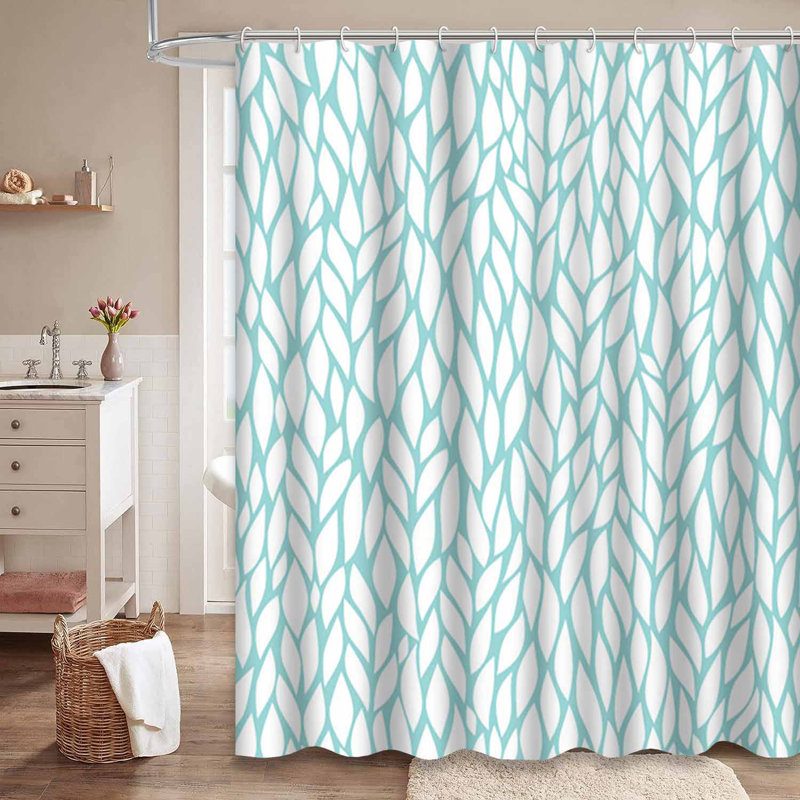 Rideau de douche blanc à motif abstrait sans couture avec 12 crochets, L 72 po x l 72 po