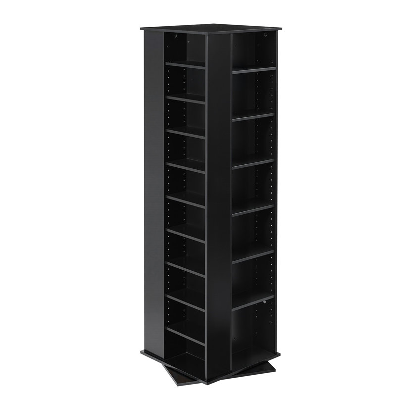 Media Storage Cabinet, CD Rack Tower, 34 Compartments Rotating Media Tower Rack for CDs, DVDs, Books and Game Discs, DVD Stand for Living Room, Home Office and Recording Room, Black