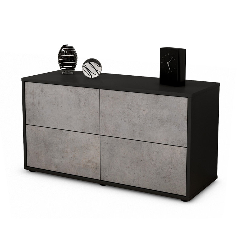 Hassan 92cm W Chest of Drawers, Black/Light Grey
