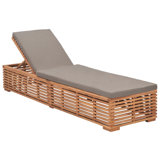 80" Long Reclining Teak Single Chaise with Cushions