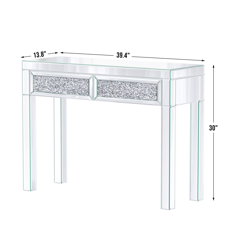 Mirrored Crushed Diamond Console Table