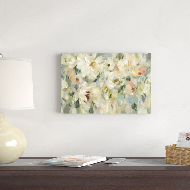 Carré floral expressif pâle, H 12 po x l 18 po x P 1,25 po