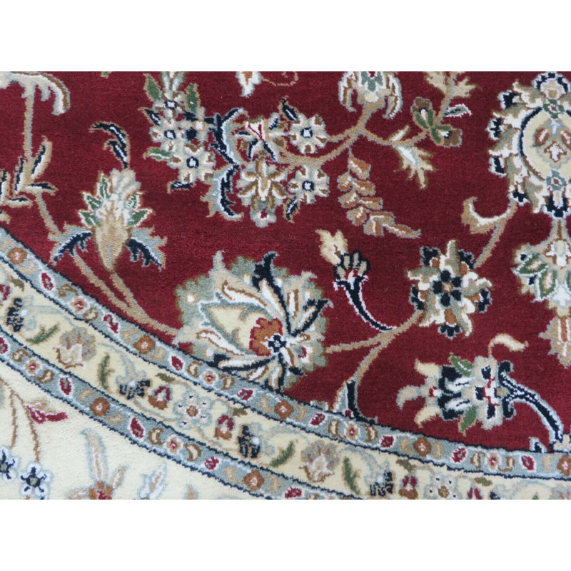 Tapis décoratif noué à la main rouge de conception unique 9 pi