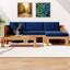 Ensemble de canapé modulaire d'extérieur 5 pièces en bois d'acacia | Ensemble de conversation modulaire avec canapés d'angle, canapé sans accoudoirs, repose-pieds et table basse | Conception en X avec coussins résistants à l'eau-223667493