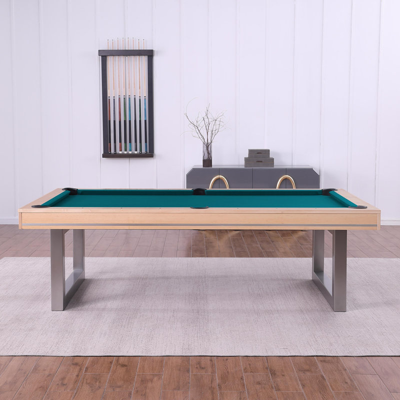 Table de billard en bois massif Harmony, 8 pi, Bleu vert, Chêne Naturel