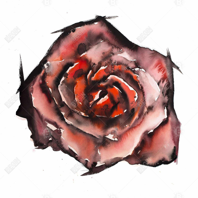 Toile moderne rouge à motif floral | Aquarelle rose, décoration intérieure