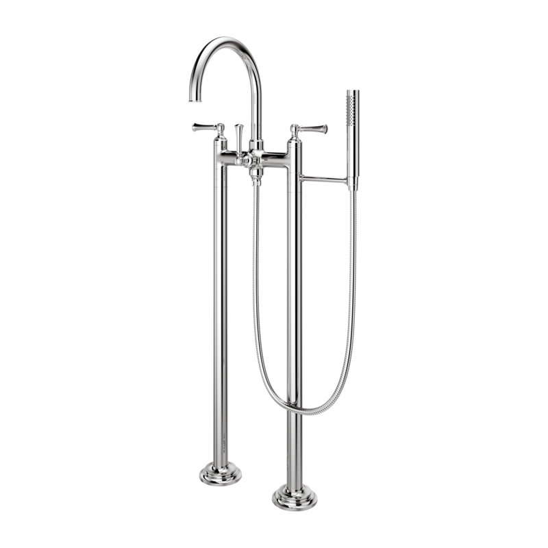 Bec de baignoire fixé au sol, Chrome poli
