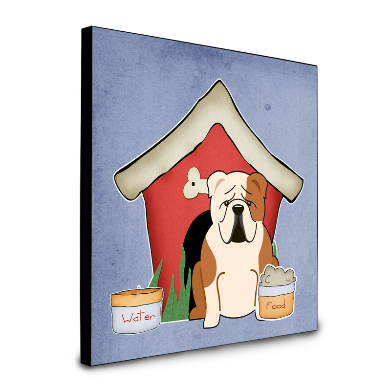 Panneau mural d’art collection dog house Scarvinia, Bouledogue anglais fauve / blanc