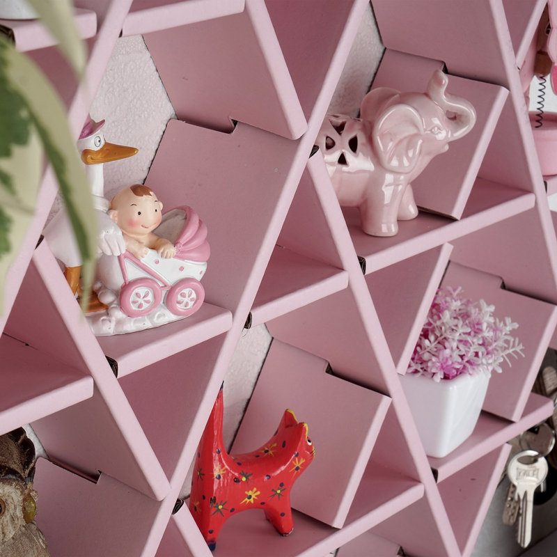 Aaliyha 4 Piece Hexagon Accent Shelf, 20.47" H x 18.9" W x 2.76" D, Pink
