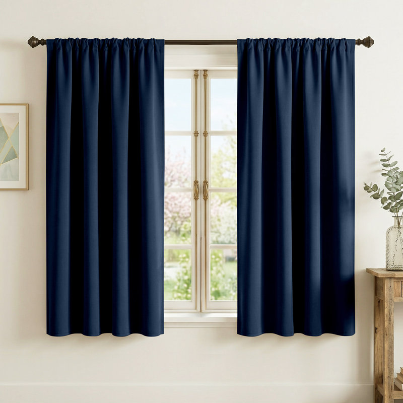 Blackout Curtains for Bedroom, Thermal Insulated Drapes Rod Pocket Privacy Protected Window Panels for Living Room, Navy Blue