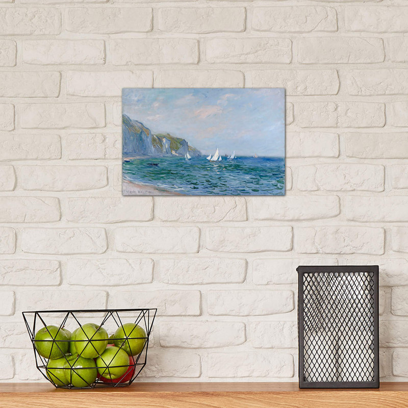 Cliffs And Sailboats At Pourville by Claude Monet - Print on Canvas, 101.6 cm H x 66.04 cm W x 1.91 cm D, No Frame