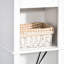 Grande armoire de rangement autoportante pour salle de bain - 2 tablettes et 2 armoires en lin blanc avec rangement au sol étroit de style moderne pour la décoration intérieure