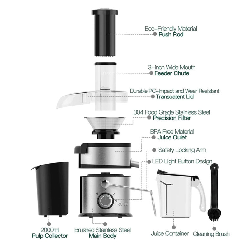 KOIOS 1200 Watt 3 Speed Electric Centrifugal Juicer