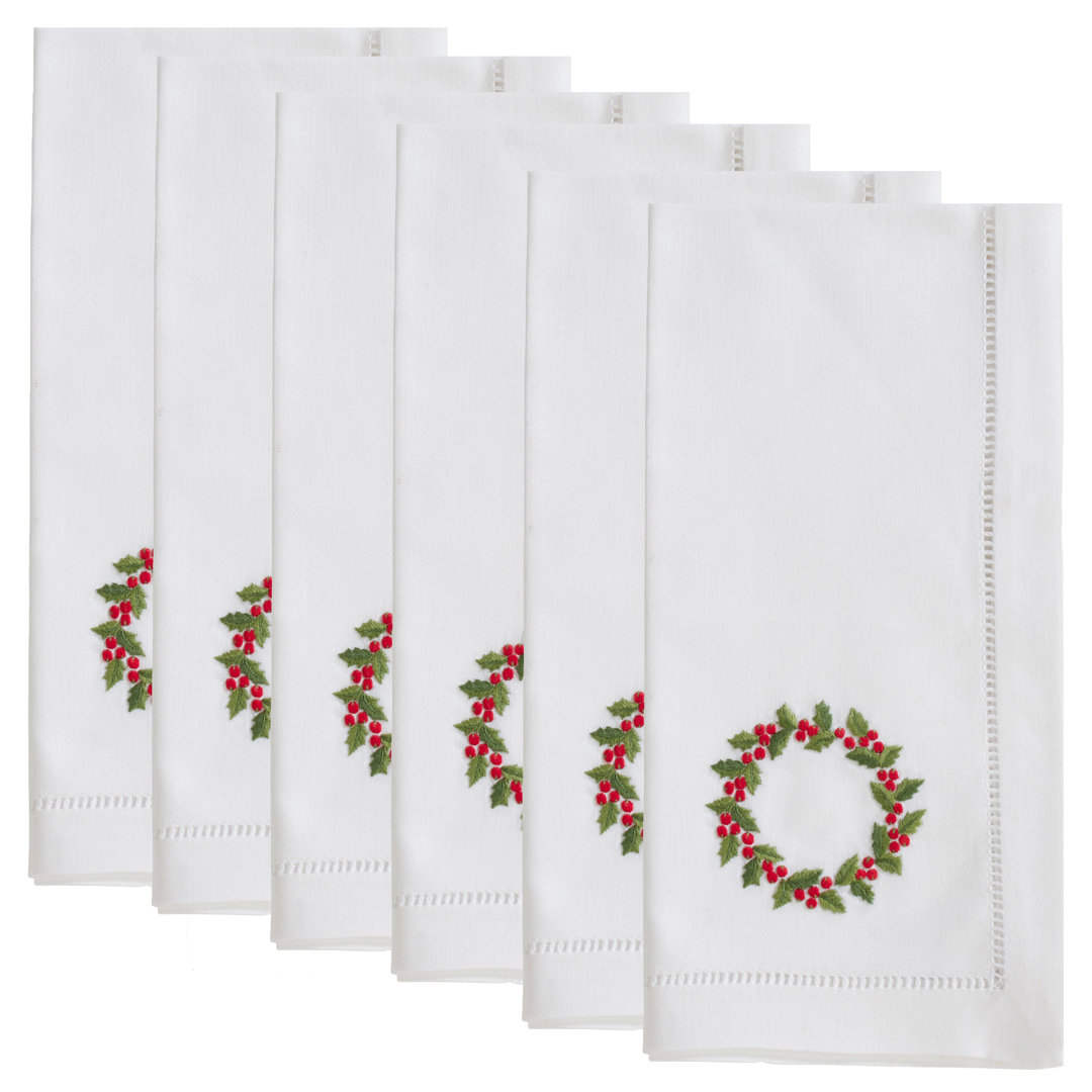 Sawicki Cotton Embroidered Square Napkin (Set of 6) The Holiday Aisle®