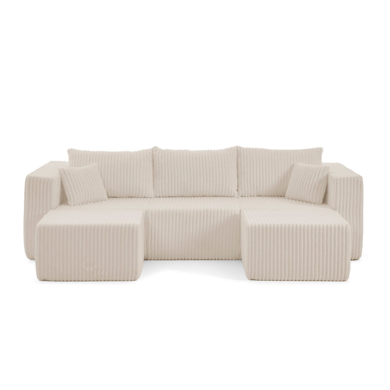 Canapé modulaire compact en velours côtelé, Beige