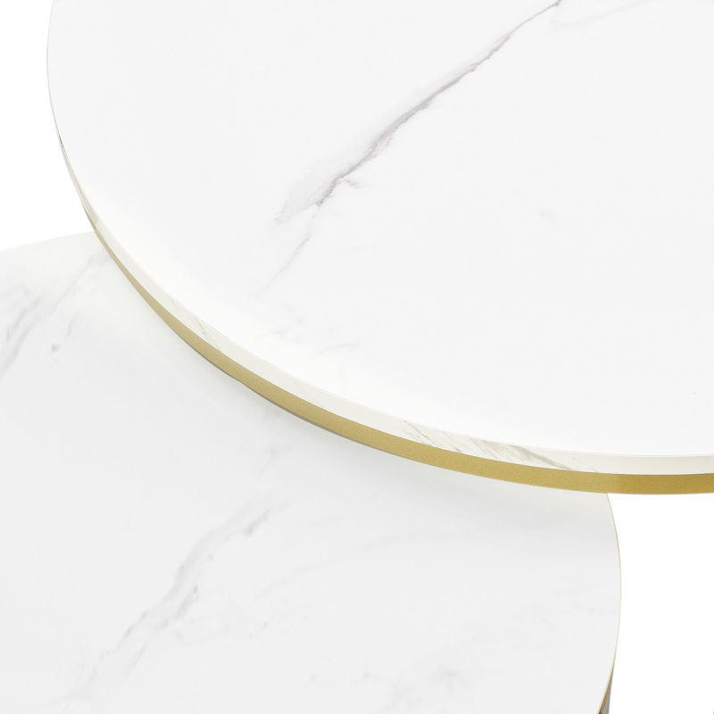 Aveanna Coffee Table with Storage, White, Brown/White Marble