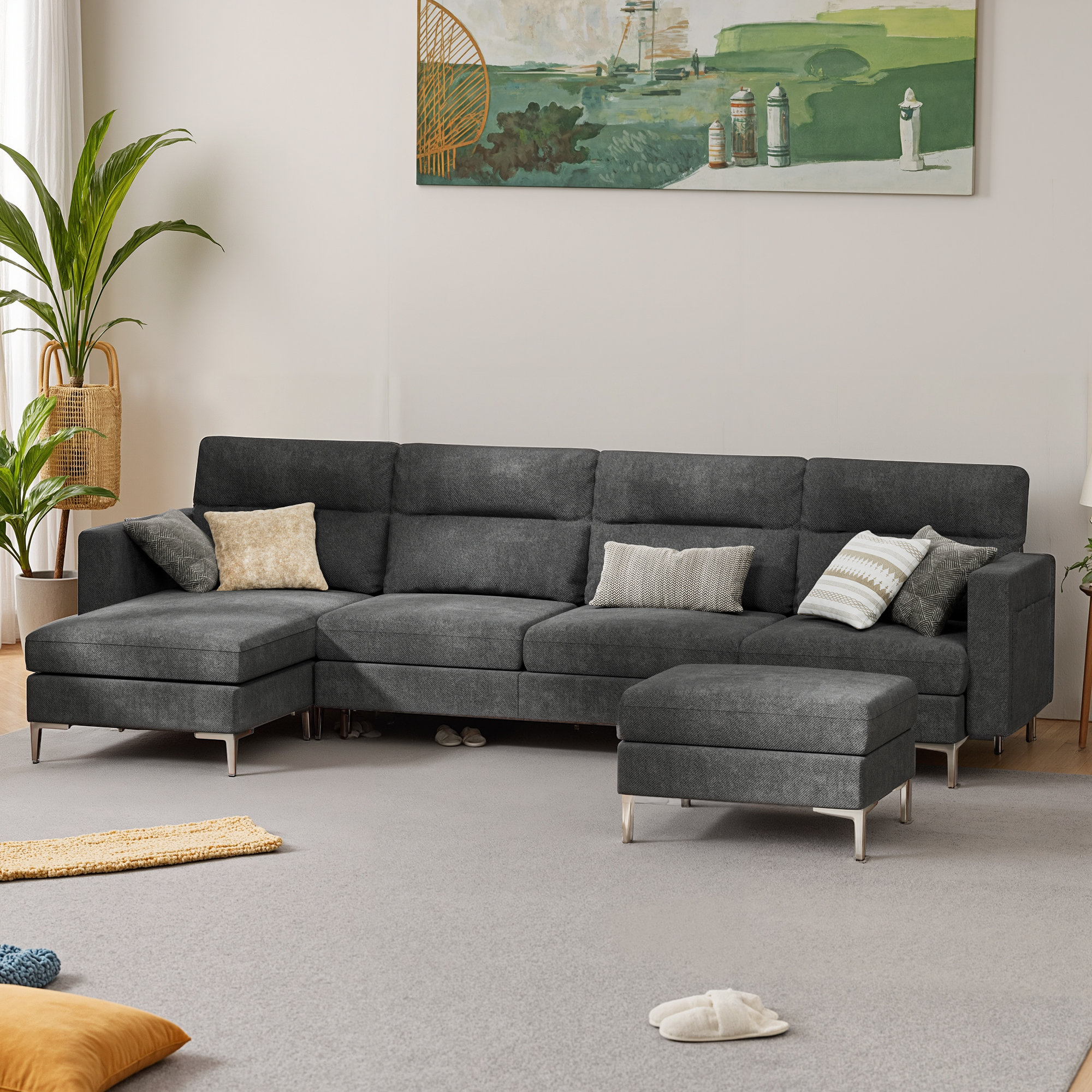 Wade Logan® Buthayna Piece Upholstered Sectional Reviews