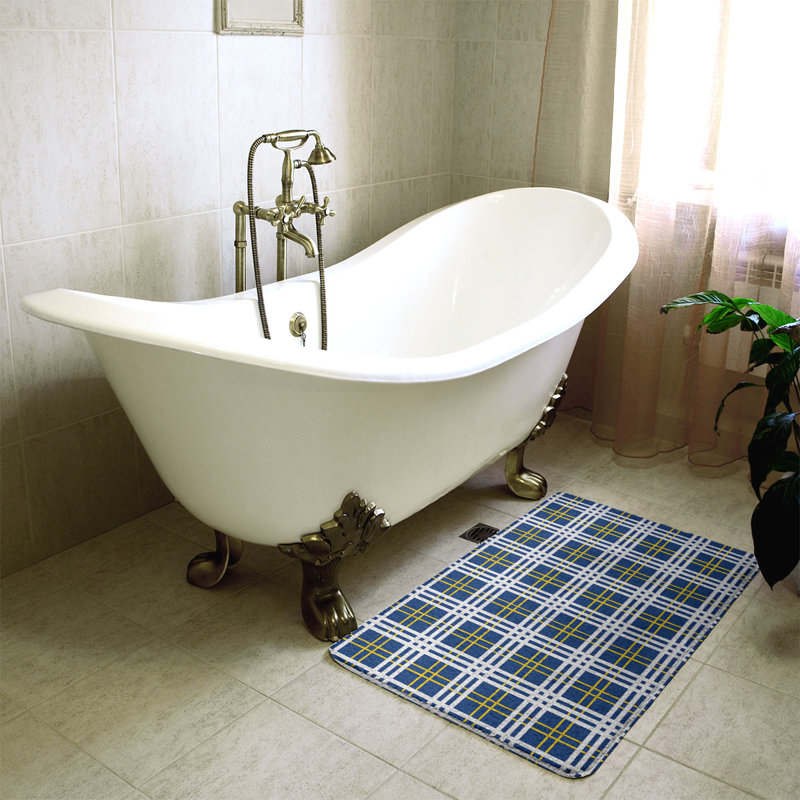 Tapis de bain LA, l 21 po x L 34 po, Vert foncé / blanc