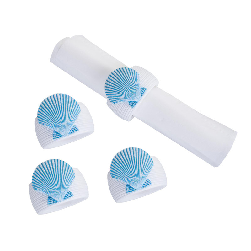 Blue Sea Shell Napkin Ring S/4