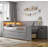 Full Size Daybed With Storage Shelves,Drawers,Trundle,Charging Station,LED Light,Desk And Cabinet,Gray-774185977