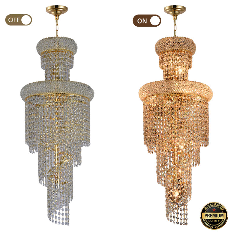 Lustre empire 10 lumières avec détails en cristal Rainfall, Or