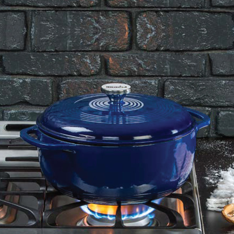 Indigo Enameled Cast Iron 6 Quart Dutch Oven
