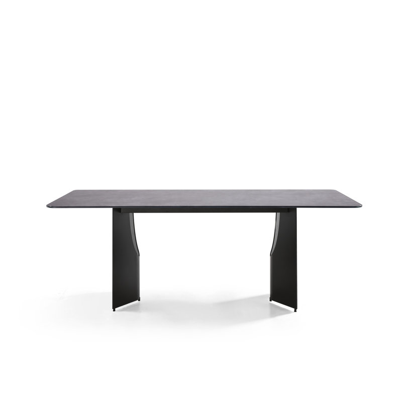 Arechiga Modern Contemporary Rectangular Dining Table With Tempered Glass Table Top - Seats Up To 6, Gray