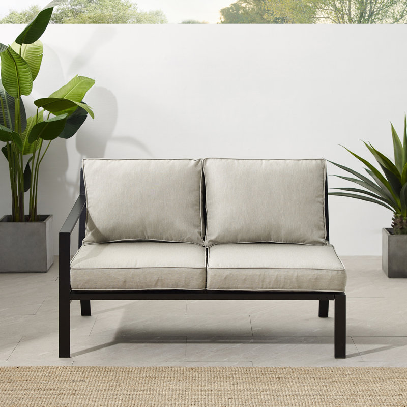 Causeuse d'extérieur avec coussins 51,25 po Octabio, Taupe