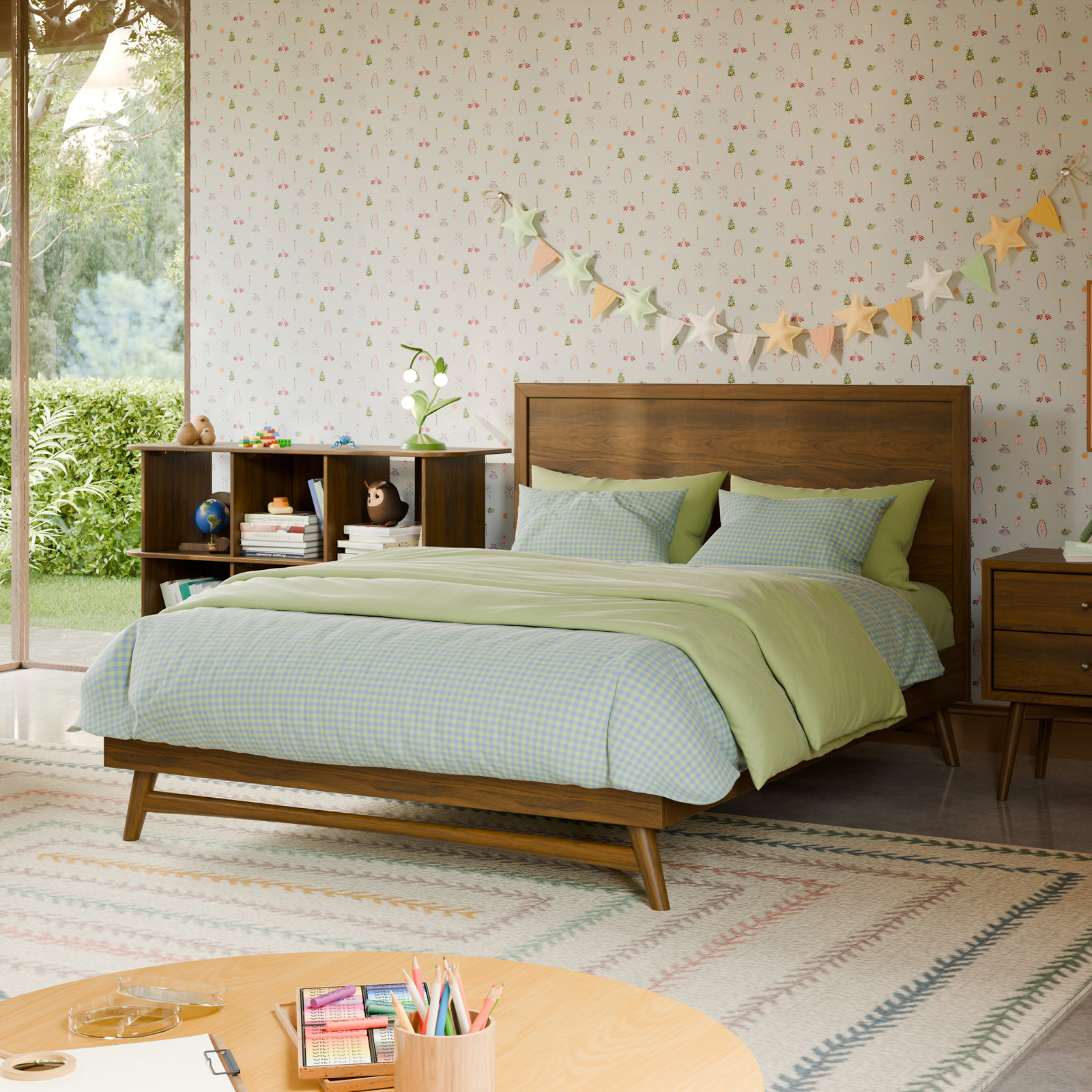 Palma Platform Bed, Full, Natural Walnut