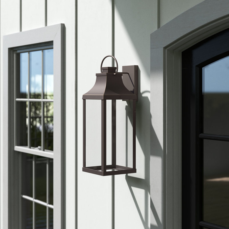 Parker Outdoor 1-Light Night Sky Small Wall Lantern In Black With Clear Glass, Oiled Bronze,  24"H x 8"W x 10"D