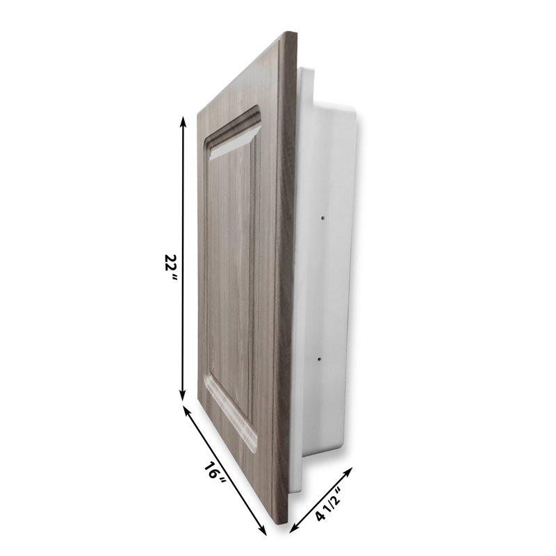  Armoire à pharmacie murale en bois pour salle de bain avec 2 tablettes réglables Adaiya, Gris renard