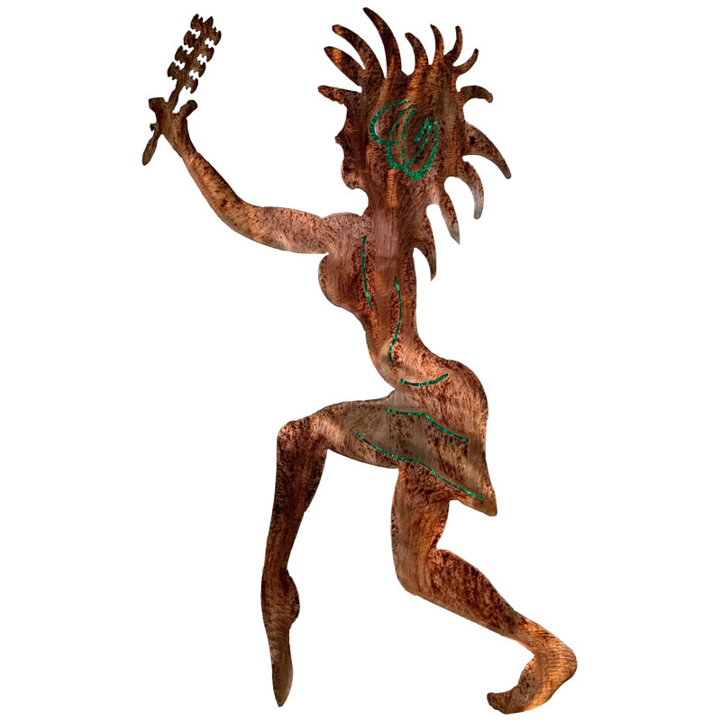 Meyerdirk Art Southwestern Metal Wall Art Sculpture - Desert Dancer Tina Green, 20" H x 10" W x 0.25" D, Green